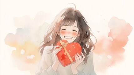 イラスト笑顔ハート女性